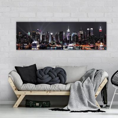 Feeby Tableau déco Toile 5 parties New York noir et blanc 200x100 cm