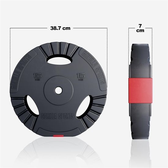 GORILLA SPORTS® Weight Disc – Single 1.25-15 kg/Set 27-30 kg, Adjustable, Cement, Plastic, Diameter 31 mm, Black – Weight Set, Weight Equipment, Home Sport, Fitness
