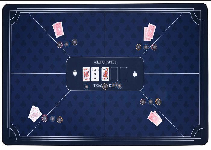 Tapis De Poker Professionnel 180x90 Cm Pour 10 Joueurs - Bleu Avec Sac De Transport