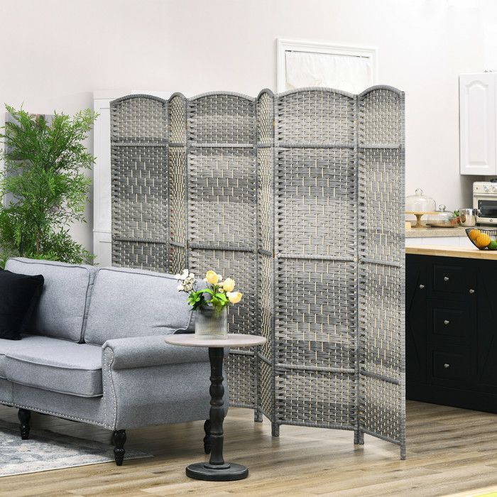 Paravent intérieur - HOMCOM - 6 panneaux - pliable - pour salon, chambre à coucher, maison - 270 x 180 cm - gris mélangé - Maison