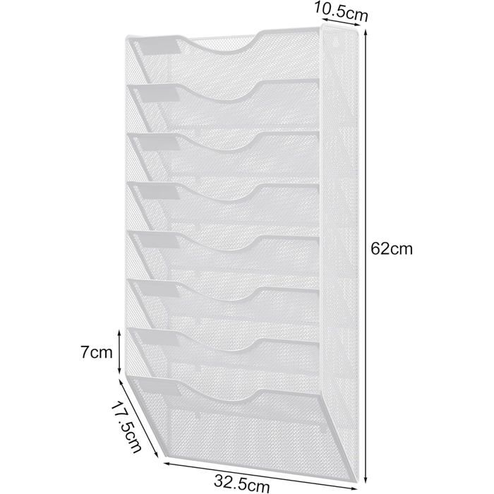 EasyPAG Organisateur Mural 8 Compartiments A4 - Porte-Documents Métal Grillage Noir, Range-Papiers Suspendu