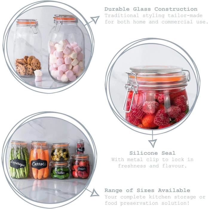 Lot De 6 Bocaux Mason En Verre 500ml Avec Couvercle Hermétique | Pour Confiture, Miel, Overnight Oats, Conservation