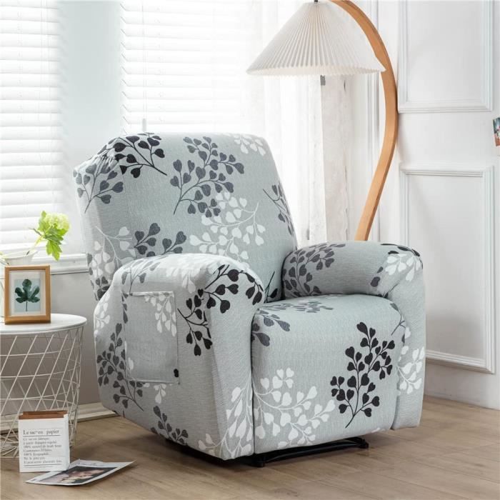 Housse Polyester élasthanne Stretch Housse De Fauteuil Relax Jacquard Extensible,4 Pièce Housse De Canapé Housse Fauteuil Relax