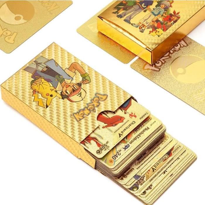 Jeu de cartes Pokemon Française - 55 Cartes brillantes Plaquées OR