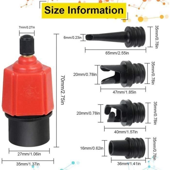 Adaptateur Valve SUP 4 Buses Embout Gonfleur Paddle Woyufen Pompe Standard Avec 4 Buses Adaptateur Valve SUP 4 Buses Embout Gonfleur Paddle Woyufen Pompe Standard Avec 4 Buses