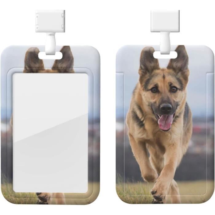 Porte-badge Vertical Avec Lanière - Modèle Berger Allemand Noir, étanche, Pour Bureau Ou événements