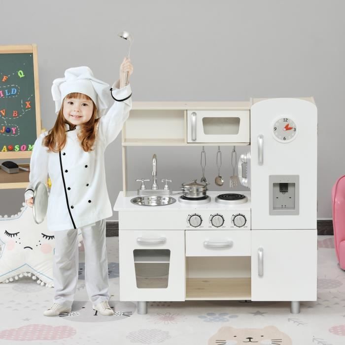 HOMCOM Jouet de cuisine cuisson de cuisine jouets avec 52 accessoires  éducatif tôt développement intellectuel pour bébé enfant de 3 à 6  ans