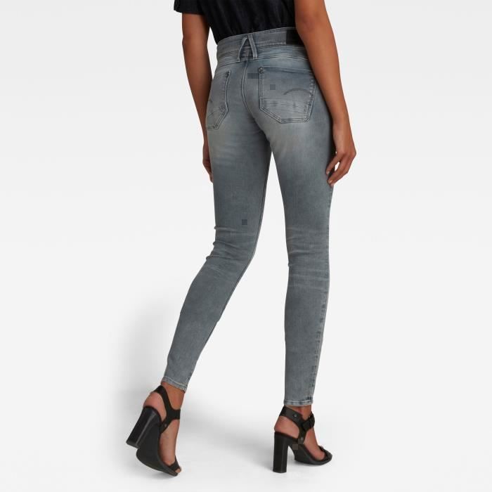 Jeans skinny femme G STAR Lynn Gris clair Coupe skinny Taille moyenne 5 poches