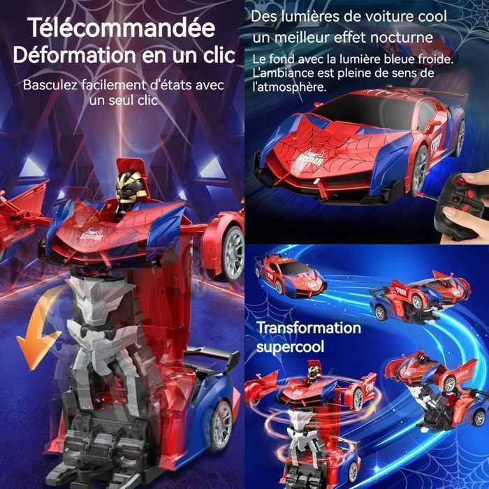 DAOUZL Spider Voiture Télécommandée Transformable 2.4GHz - Robot Araignée RC Pour Enfants