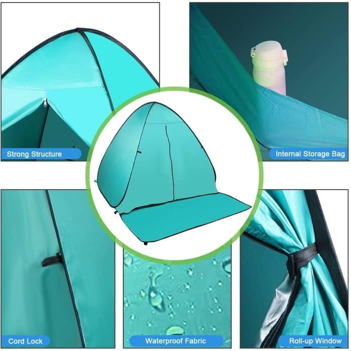 JAICOM Tente De Plage Pop Up 2-3 Personnes - Protection UV UPF 50+ Anti-UV 98%, 3 Fenêtres Ventilées, Abri Portable Famille Plage Jardin Camping