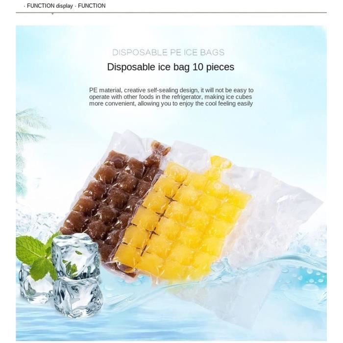 sacs à glaçons, 100pcs sac à glace en plastique de qualité alimentaire  jetable moule à glaçons avec outil de fabrication de g 113