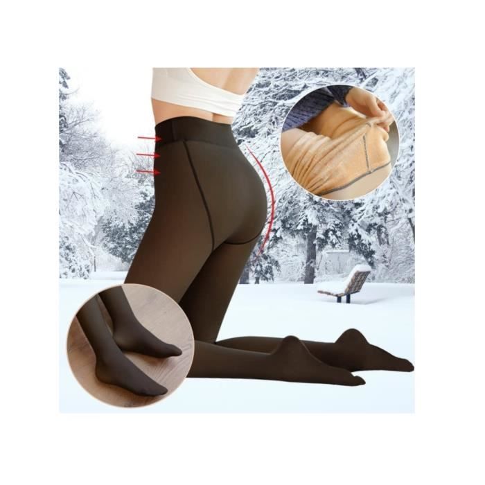 2PCS Collant Chaud Femme Hiver Extensibles Translucide Epais Polaire Haute Thermique en Plein Air 300g 5 10 Noir Pied Plein Noir Cdiscount Sport