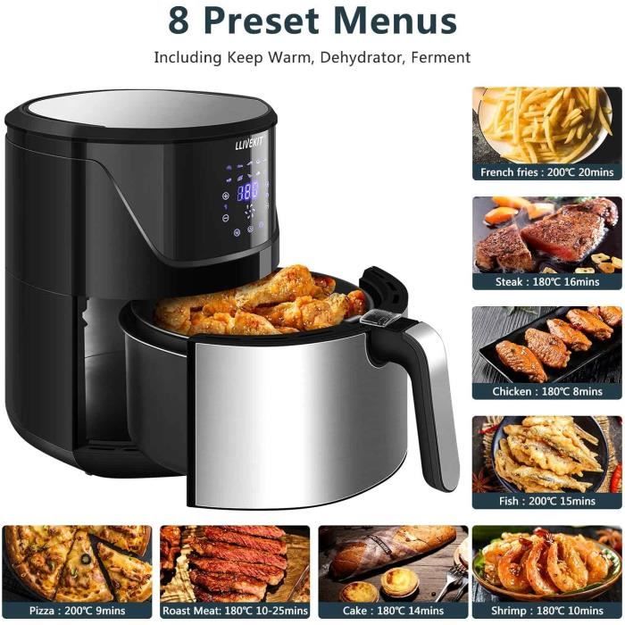 Friteuse Sans Huile MalTec AirFryer 1800W - 7L Avec Fenêtre Et 12 Programmes - Noir