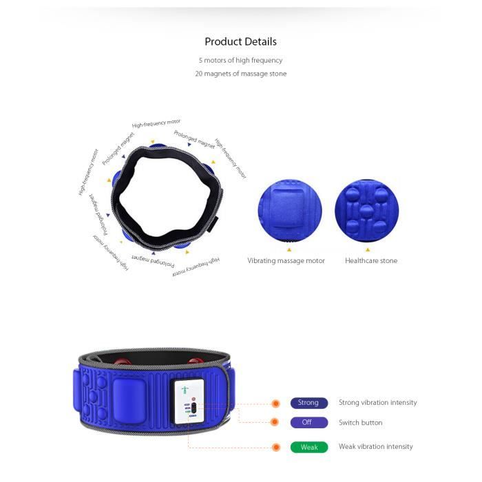 Ceinture Vibrante Ceinture Amincissante Vibrante - Chauffage Infrarouge - 3 Niveaux Massage - Perte Poids - Hommes/Femmes équipement Fitness Maison