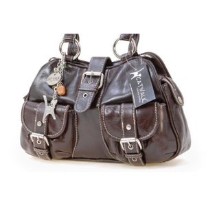 Sac à Main Cuir Catwalk Collection Catwalk Collection Handbags - Sac Porté Èpaule Femme Cuir - Sac à Main Moyen - Sac Porté Main Multipoches - MARTINA - Bleu Sac A Main Femme Guess