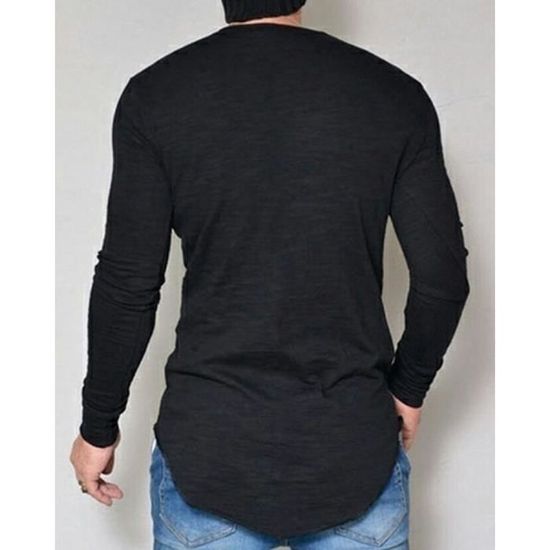 Homme Basic Coton Double Couture à manches courtes T Shirt Plain Casual ajustée Tee Top