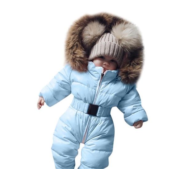 Hiver Infantile Bebe Garcon Fille Barboteuse Veste A Capuche Combinaison Manteau Chaud Vetements D Exterieur N401 Celeste Cdiscount Pret A Porter