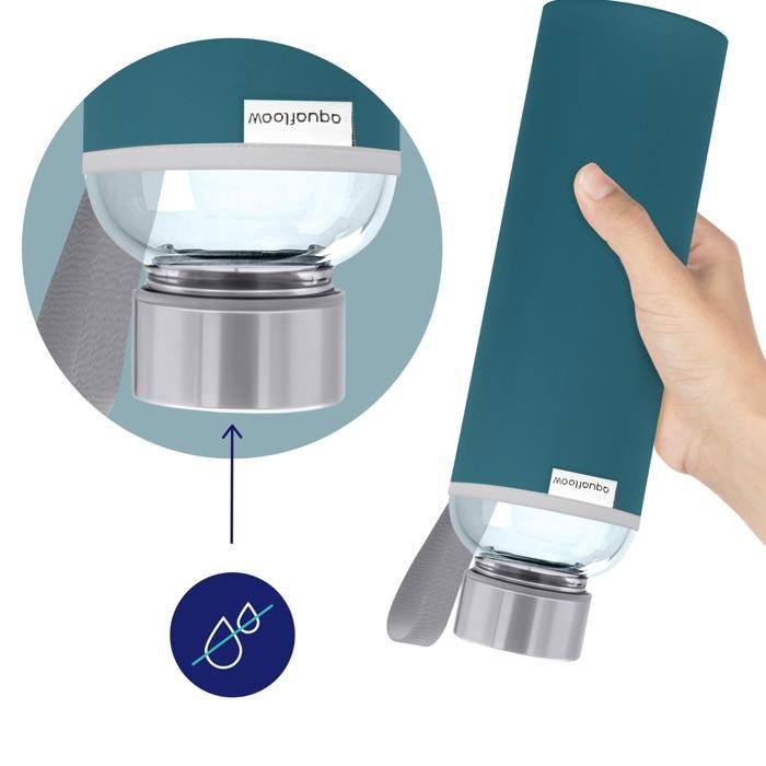 Gourde En Verre 1 Litre Avec Repères Horaires - Sans BPA, Bouchon En Bambou, Housse En Silicone, Parfaite Pour Le Sport Et Le Bureau