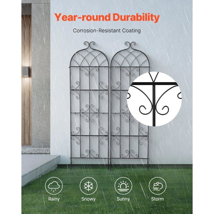 VEVOR Treillis Métal Pour Plantes Grimpantes – Lot De 4 Panneaux 51x180 Cm – Anti-rouille, Support Robuste Pour Rosiers, Concombres Et Fleurs – Idéal Pour Cour Et Jardin