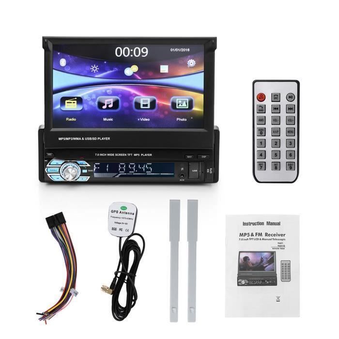 Letouch Autoradio Bluetooth Stéréo GPS 1Din 7'' Écran Auto