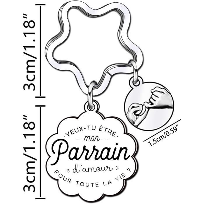 Parrain Porte Clé, Hand Stamped French Keyring, French Godfather Keychain,  Parrain Cadeau 