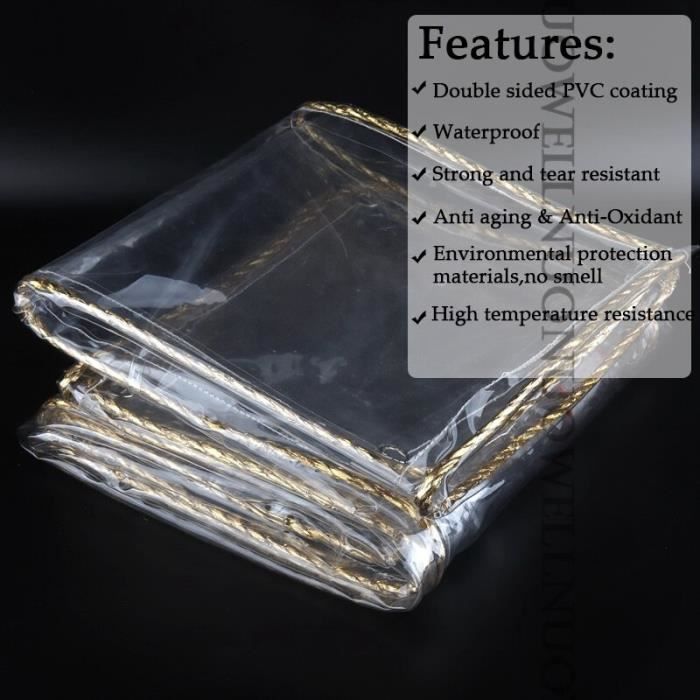 Voile d'ombrage,Tissu PVC Transparent imperméable à la pluie, 0.35