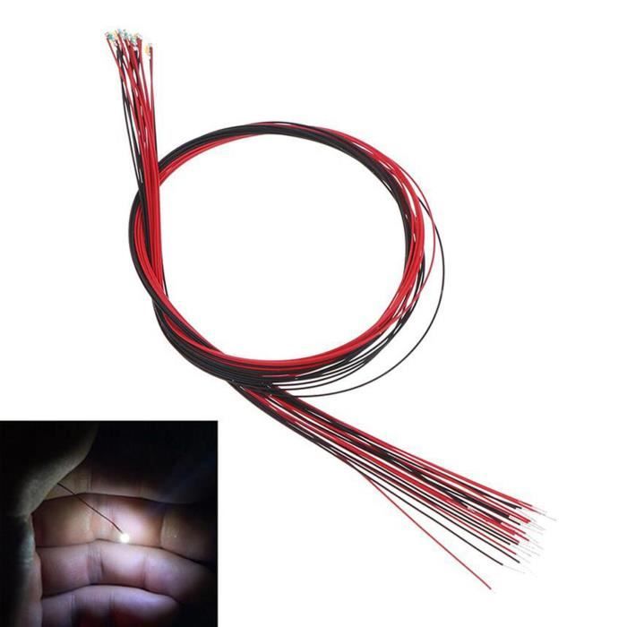 Evemodel 20 LED SMD 0402 Rouge – Micro Câbles Cuivre 0,1mm – Résistances Incluses – Modélisme