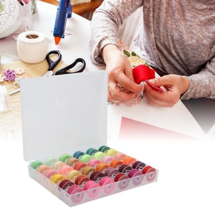 HURRISE Fil à Coudre 64 Rouleaux Boîte à Coudre Portable Bobines De Fil