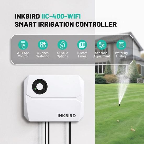 Programmateur Arrosage WiFi Inkbird 6 Zones - Minuterie Irrigation Intelligente Avec App Et Ajustement Saisonnier