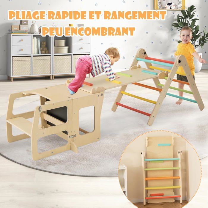 7 En 1 Toboggan - GOPLUS - Triangle D'escalade Montesorri, Escabeau Convertible, Tableau Noir Tablechaisepour 3 14ans 83140990 7 En 1 Toboggan - GOPLUS - Triangle D'escalade Montesorri, Escabeau Convertible, Tableau Noir Tablechaisepour 3 14ans 83140990