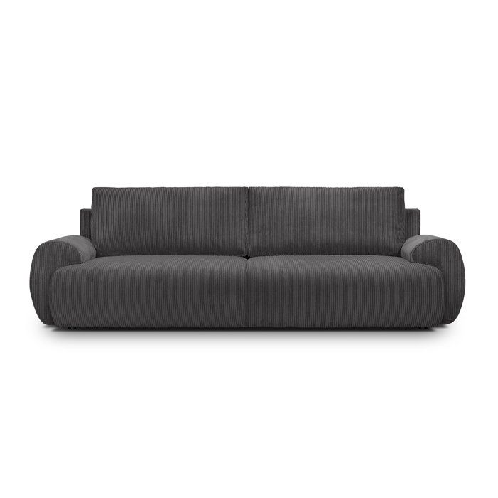 Canapé convertible 3 places MILO Tissu velours côtelé Coffre de rangement 254 x 99 x 84 cm - vue 2