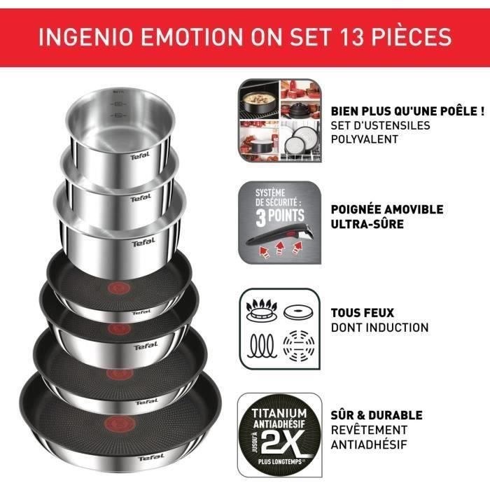 Batterie de cuisine Ingenio Emotion Lot 8 pièces Induction Empilable  Revêtement antiadhésif L8978S04 TEFAL : le set de 8 pièces à Prix Carrefour