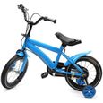 Vélo Enfant 14 Pouces - Bleu - Stabilité et Durabilité - Roue Auxiliaire - Mixte-0
