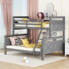 LEYTN Lit superposé 3 places 90(140)x200 cm Lit adulte Lit enfant Lit Adolescent avec escalier et barrière, transformable en 2 lits, gris