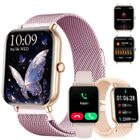 WENZYLIQUOX Montre Connectée Femme Avec Appel Bluetooth, 1,75 ",Fonction Féminine,SpO2,3 Bracelet Bande d’acier,Boucle unique tressée,Silicone