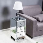 ALIGHTUP Table de Chevet Miroir en Verre avec 3 Tiroirs pour Salon, Chambre, Bureau, 30 x 30 x 60 cm - Argent
