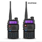 2 Pcs Baofeng UV-5R Talkie-walkie FM radio VHF/UHF avec double bande, affichage, veille et horloge intégrée (Casque ajouté, Noir)