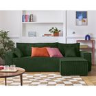 BEST MOBILIER Cezanne - canapé d'angle réversible - 4 places - convertible avec coffre - en velours côtelé - Vert