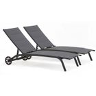 Lot de 2 bains de soleil en aluminium noir - Oviala