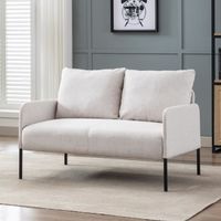 Wahson Canapé 2 Places en Lin Moderne Sofa Revêtement Tissu avec Rembourrage épais pour Salon, Beige