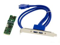 Carte contrôleur M.2 (M2 NGFF type PCIe M ou B+M Key) 2 ports USB 3.0 sur équerre avec Chipset Nec D720202