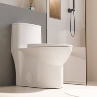MEJE 1001A - Toilette allongée une pièce pour petite salle de bain, couvercle de siège à fermeture douce,  blanc (67.8x36.5x66cm)
