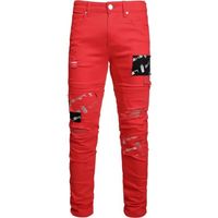 Jeans Slim Fit Pour Hommes Pantalon Court En Jean Stretch rouge