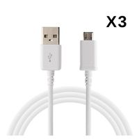 Cable pour Samsung Galaxy Tab A 8.0 2019 - Cable micro usb Blanc 1 Mètre [LOT 3] Phonillico®
