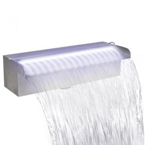 Lights4fun Fontaine Empil/é Couleur Gris Clair avec Eau et LED Blanc Chaud de 49,5 cm pour Ext/érieur