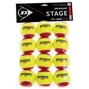 BALLE DE TENNIS Lot de 12 balles de tennis Dunlop stage 3 - jaune/