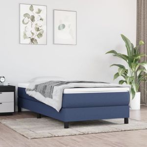 SOMMIER Sommier à ressorts de lit Bleu 90x200 cm Tissu - FDIT - A ressorts - Pieds de lit inclus