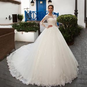 ROBE DE MARIÉE Robes de mariée  Nouveau modèle  V cou  Manches longues  Dentelle  Maigre  Français  La mariée  Maigre  Glisser la queue