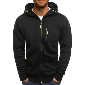 SWEATSHIRT Sweatshirt à Capuche Hoodies Homme Manches Longues Style décontracté Basique Sweat Sport Fitness Noir