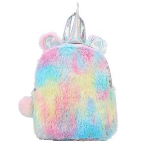 Peluche Mini Sac à dos Licorne,Sacs de sac à dos licorne minces moelleux pour les filles Voyage femelle Peluche douce Rainbow Schoolbag 